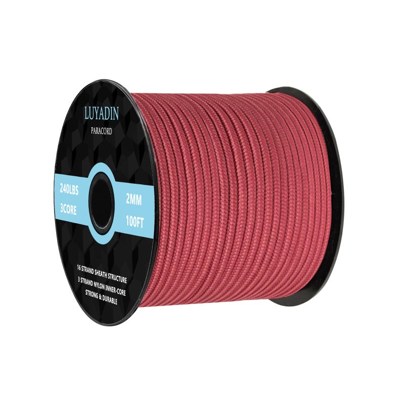 LUYADIN Paracord 240lb - Diameter 2mm Micro Utility Cord -3 Strand Parachute Spool Cord - 100ft 200ft,Paracord for Camping,Hiking,Fishing,Outdoor and DIY - Image 1